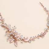 Elianna Hair Vine – Crystal Bridal Headpiece Leaf Wedding Hair Vine Ribbon Headband