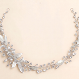 Elianna Hair Vine – Crystal Bridal Headpiece Leaf Wedding Hair Vine Ribbon Headband