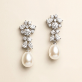 Emily Freshwater Pearl Bridal Earrings – Cubic Zirconia & Pearl Wedding Drop Earrings