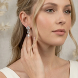 Emily Freshwater Pearl Bridal Earrings – Cubic Zirconia & Pearl Wedding Drop Earrings