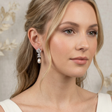 Emily Freshwater Pearl Bridal Earrings – Cubic Zirconia & Pearl Wedding Drop Earrings