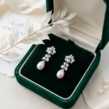 Emily Freshwater Pearl Bridal Earrings – Cubic Zirconia & Pearl Wedding Drop Earrings