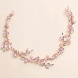 Emma Floral Hair Vine – Blush Pink Bridal Headpiece Crystal Wedding Hair Vine Headband