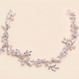 Emma Floral Hair Vine – Blush Pink Bridal Headpiece Crystal Wedding Hair Vine Headband