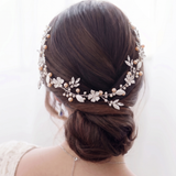 Emma Floral Hair Vine – Blush Pink Bridal Headpiece Crystal Wedding Hair Vine Headband