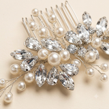 Emmeline Pearl & Crystal Bridal Comb – Silver Wedding Hair Accessory