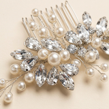 Emmeline Pearl & Crystal Bridal Comb – Silver Wedding Hair Accessory