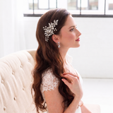 Emmeline Pearl & Crystal Bridal Comb – Silver Wedding Hair Accessory