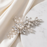 Emmeline Pearl & Crystal Bridal Comb – Silver Wedding Hair Accessory