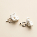 Erica Handmade Clay Flower Clip-On Bridal Earrings with Freshwater Pearls