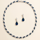Evelyn Sapphire Blue Jewelry Set – Blue & Clear CZ Bridal Necklace & Earrings Set