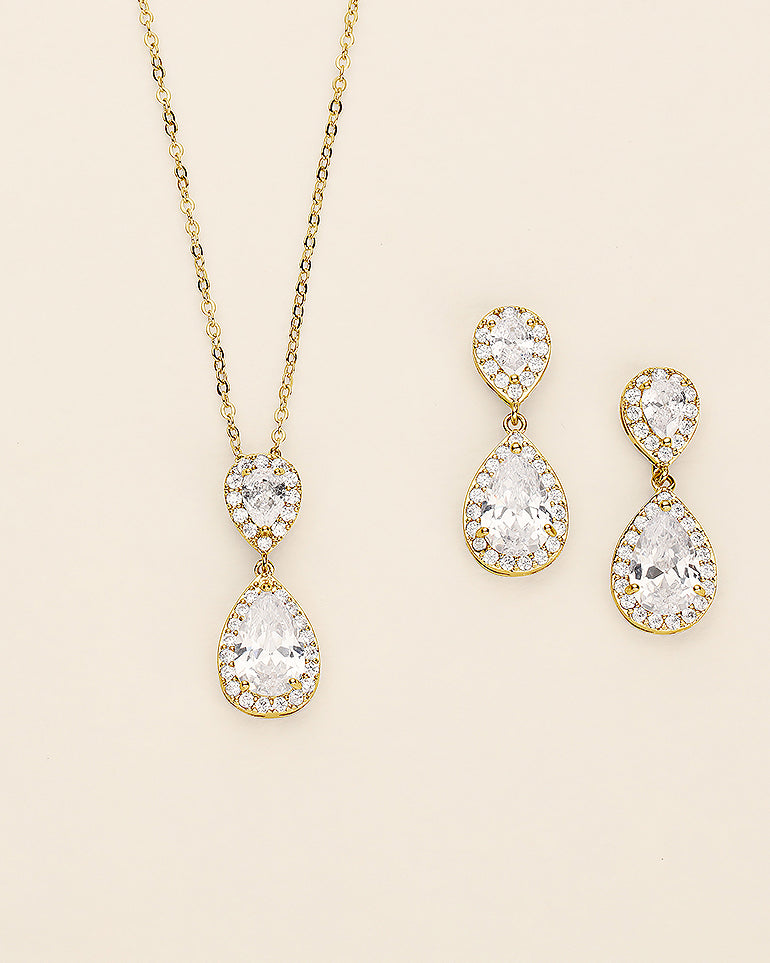 a set of jewelry including a necklace and earrings