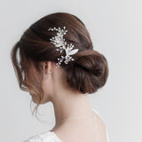 Celeste Pearl Leaf Rose Gold Wedding Clip