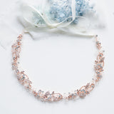 Karina Rose Gold Crystal Wedding Ribbon Vine Headband