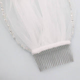 Two Layer Crystal Edge Wedding Veil with Blusher