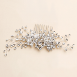 Flora Crystal Bridal Hair Comb – Floral Wedding Hair Piece Rhinestone Bridal Comb