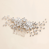 Flora Crystal Bridal Hair Comb – Floral Wedding Hair Piece Rhinestone Bridal Comb