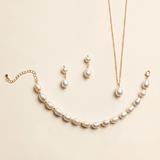 Freshwater Pearl Bridal Jewelry Set – Gold Necklace & Earrings