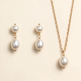 Freshwater Pearl Bridal Jewelry Set – Gold Necklace & Earrings