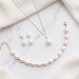 Freshwater Pearl Bridal Jewelry Set – Gold Necklace & Earrings