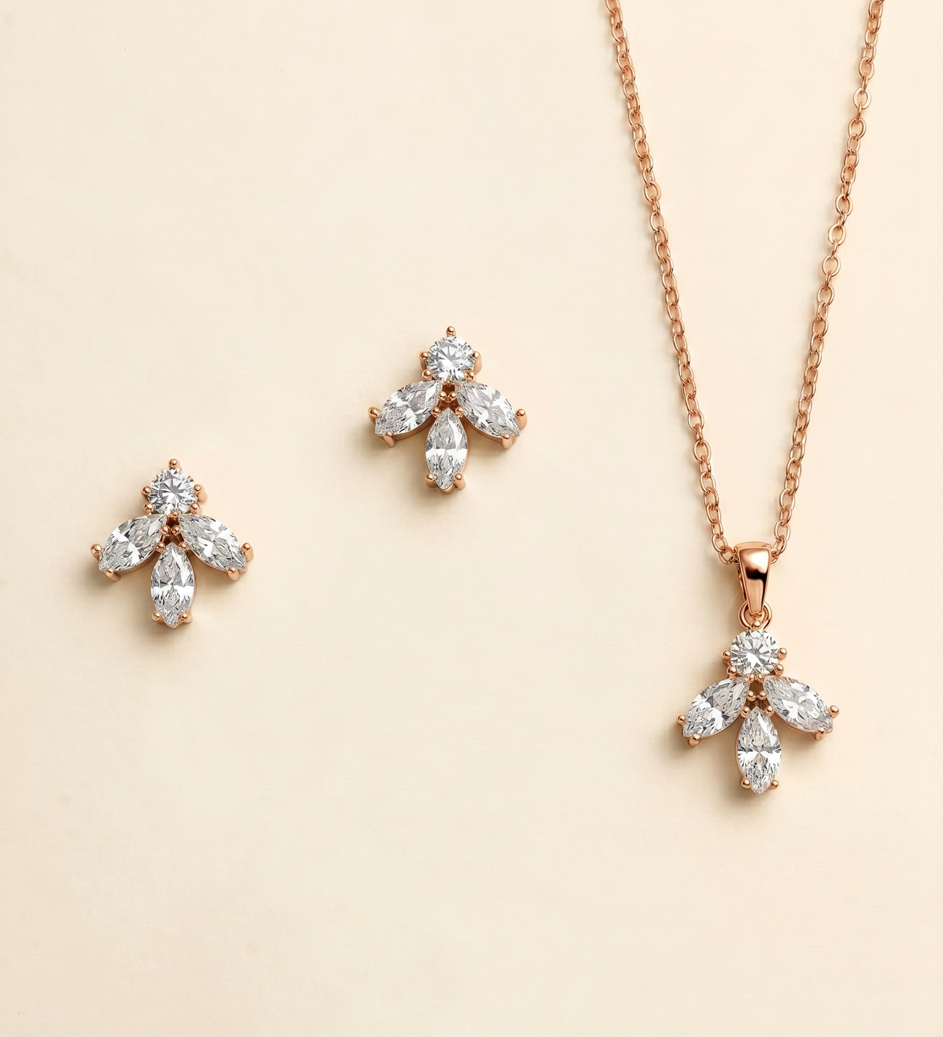 Gianna Bridesmaid Jewelry Set – Marquise Cubic Zirconia Bridal Necklace & Earrings, Wedding Jewelry Gift