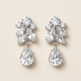 Grace Crystal Bridal Jewelry Set - Silver Wedding Necklace & Earrings
