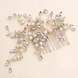 Gwen Pearl Bridal Hair Comb – Crystal Freshwater Pearl Wedding Hair Piece Bridal Comb