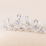 Helena Crystal Bridal Tiara – Wedding Crown Rhinestone Crystal Headpiece Silver