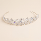 Helena Crystal Bridal Tiara – Wedding Crown Rhinestone Crystal Headpiece Silver