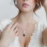 Natalia Sapphire Blue Earrings & Bracelet Set – Blue CZ Bridal Jewelry Set
