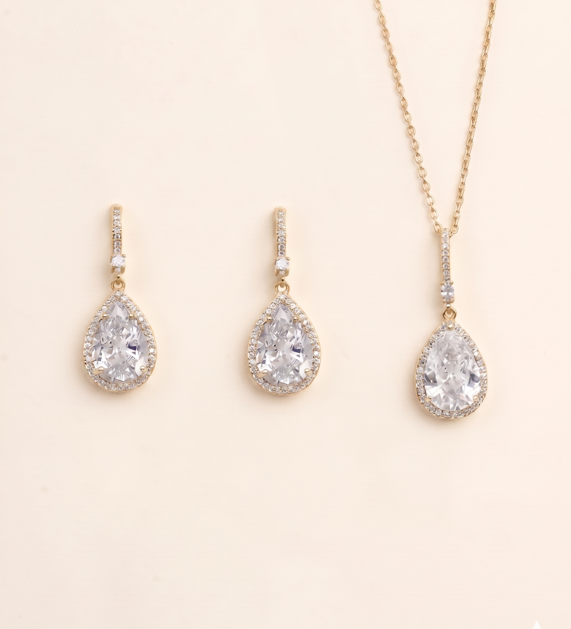 Isabella Teardrop Bridal Earrings – Cubic Zirconia Wedding Earrings