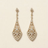 Anabella Art Deco Bridal Earrings – Long Cubic Zirconia Wedding Dangle Earrings