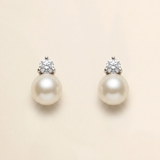 Jennifer Pearl Bridal Stud Earrings – Cubic Zirconia & Ivory Pearl Wedding Earrings
