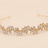 Jessica Crystal Headband – Bridal Rhinestone Headband Wedding Leaf Tiara Hair Accessory
