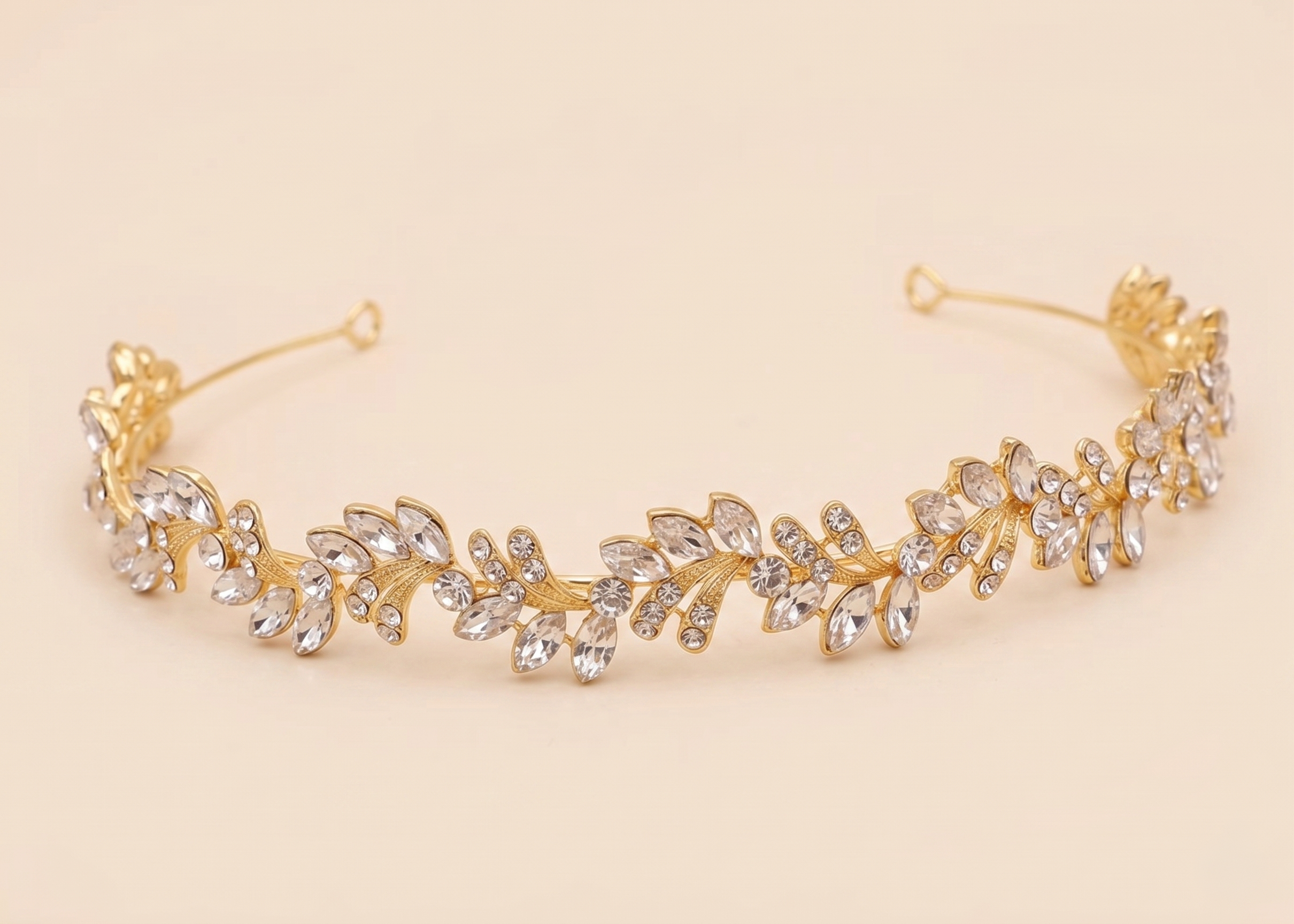 Jessica Crystal Headband – Bridal Rhinestone Headband Wedding Leaf Tiara Hair Accessory