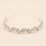 Jessica Crystal Headband – Bridal Rhinestone Headband Wedding Leaf Tiara Hair Accessory