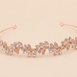 Jessica Crystal Headband – Bridal Rhinestone Headband Wedding Leaf Tiara Hair Accessory