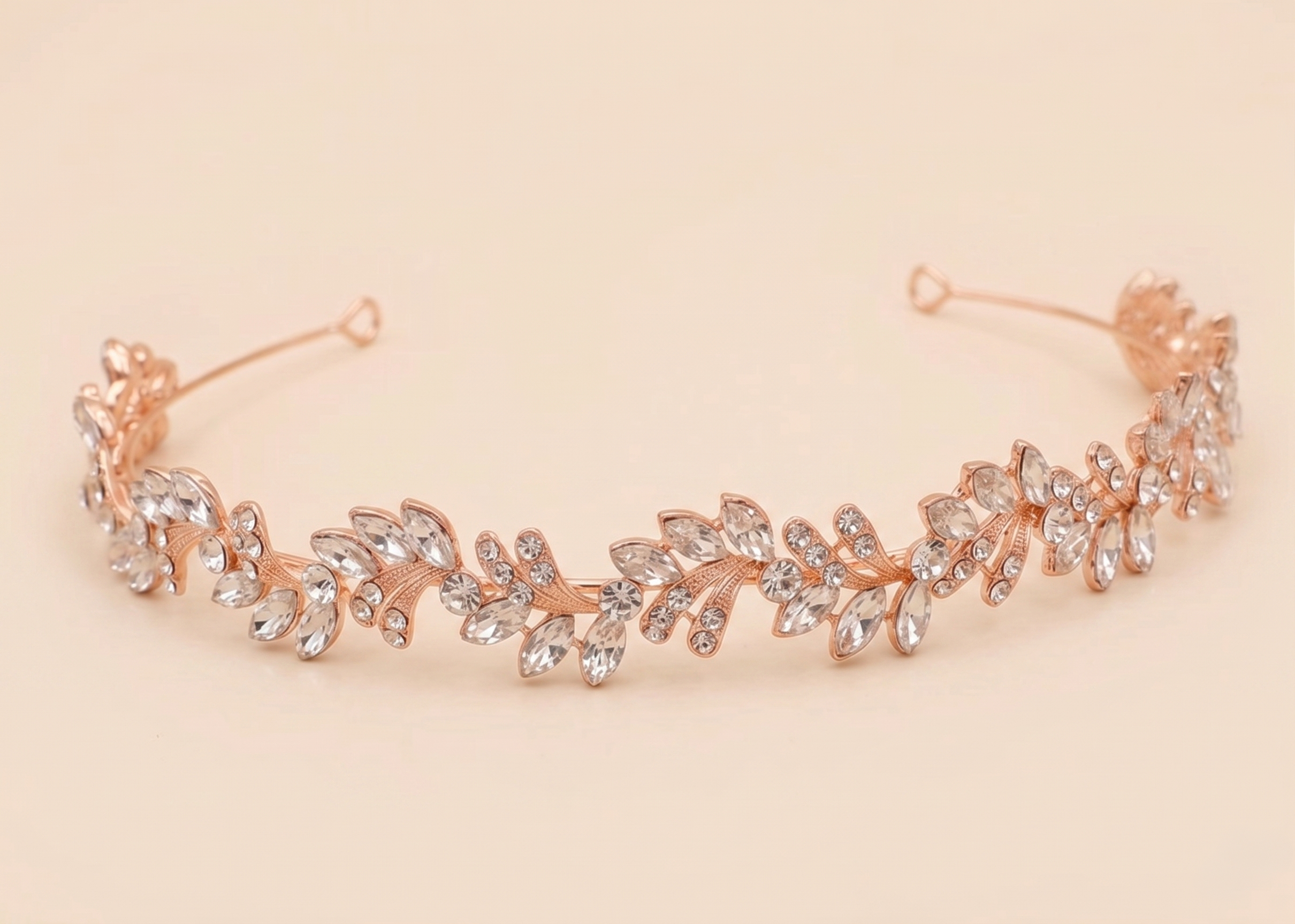 Jessica Crystal Headband – Bridal Rhinestone Headband Wedding Leaf Tiara Hair Accessory