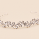 Jessica Crystal Headband – Bridal Rhinestone Headband Wedding Leaf Tiara Hair Accessory