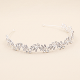 Jessica Crystal Headband – Bridal Rhinestone Headband Wedding Leaf Tiara Hair Accessory