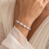 Juliette CZ Bracelet – Silver Oval Cubic Zirconia Bridal Bracelet