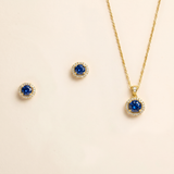 Karina Sapphire Blue Jewelry Set – Blue CZ Bridal Necklace & Stud Earrings Set