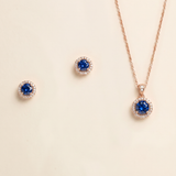 Karina Sapphire Blue Jewelry Set – Blue CZ Bridal Necklace & Stud Earrings Set