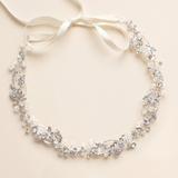 Karina Crystal Headpiece – Bridal Headband Wedding Hair Vine Crystal Ribbon Headpiece