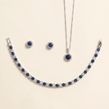 Karina Sapphire Blue Jewelry Set – Blue CZ Bridal Necklace & Stud Earrings Set