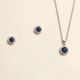 Karina Sapphire Blue Jewelry Set – Blue CZ Bridal Necklace & Stud Earrings Set