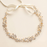 Karina Crystal Headpiece – Bridal Headband Wedding Hair Vine Crystal Ribbon Headpiece