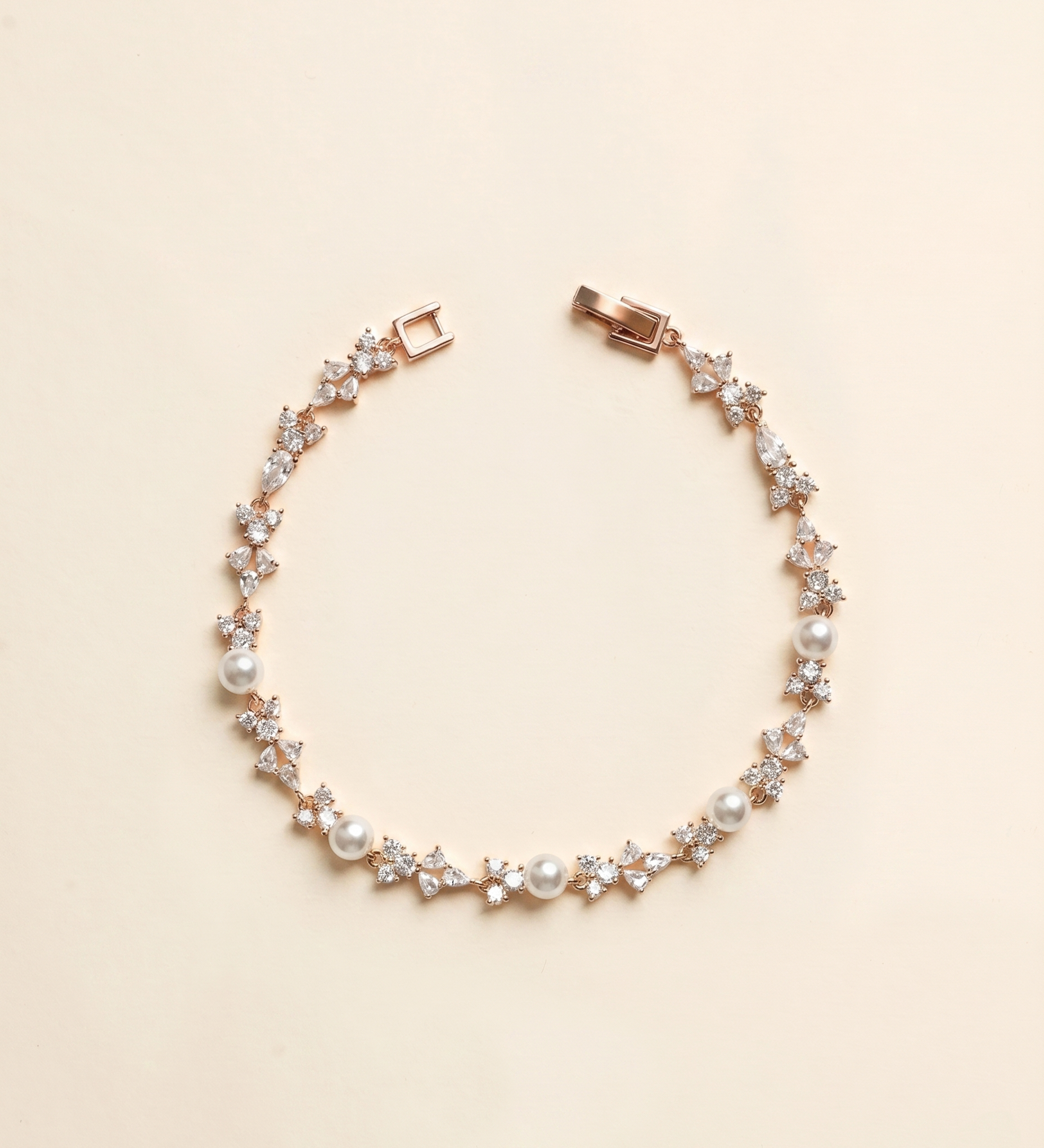 Kathy Pearl Bridal Bracelet – Cubic Zirconia Wedding Bracelet