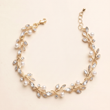 Keeley Pearl Bridal Bracelet – Floral Vine Wedding Bracelet