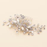 Kendra Bridal Hair Comb – Crystal Leaf Wedding Hair Comb Silver Floral Bridal Hair Accessory